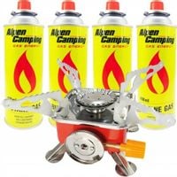 MINI KUCHENKA TURYSTYCZNA GAZOWA STALOWA + 4 X GAZ PIKNIK KAMPING PLENER