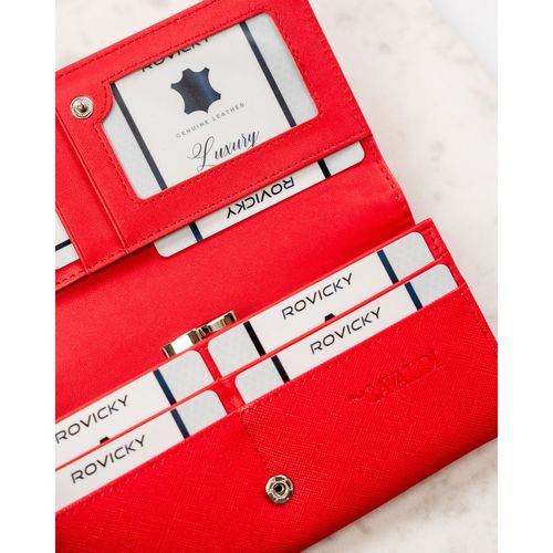 modny portfel damski w czerwonym kolorze wykonany ze skóry ekologicznej na Arena.pl