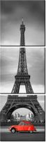 60CM 50CM OBRAZ ŚCIENNY CZERWONY SAMOCHÓD PRZED WIEŻĄ EIFFLA DRUK PŁÓTNO
