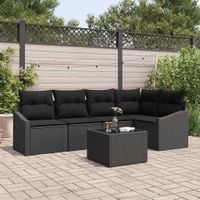 Zestaw Sof z poduszką 6 pcs Czarny polirattan