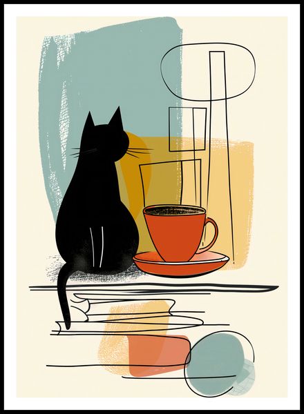 Plakat 67,5x95cm Kot i Kawa zdjęcie 3