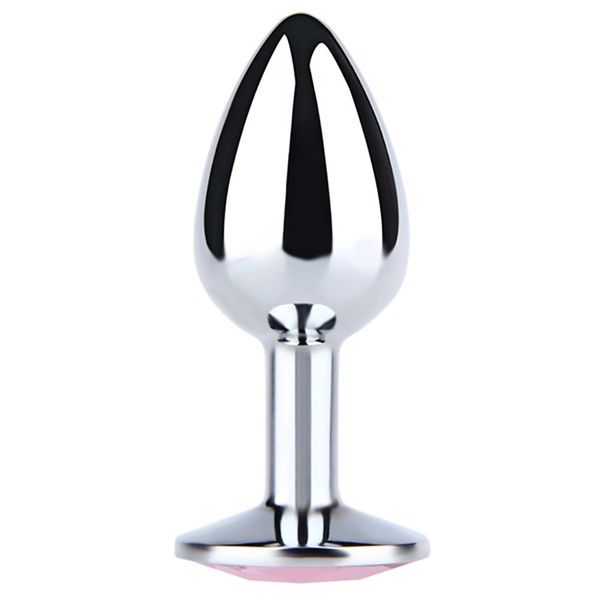 Silver Small Butt Plug With White Diamond zdjęcie 2