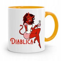 Kubek Żółty Prezent Dla Dziewczyny Diablica Z Nadrukiem Ze Zdjęciem