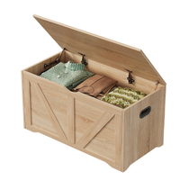 DREWNIANA DUŻA SKRZYNIA DO PRZECHOWYWANIA JASNY BRĄZ KUFER ŁAWKA 100CM