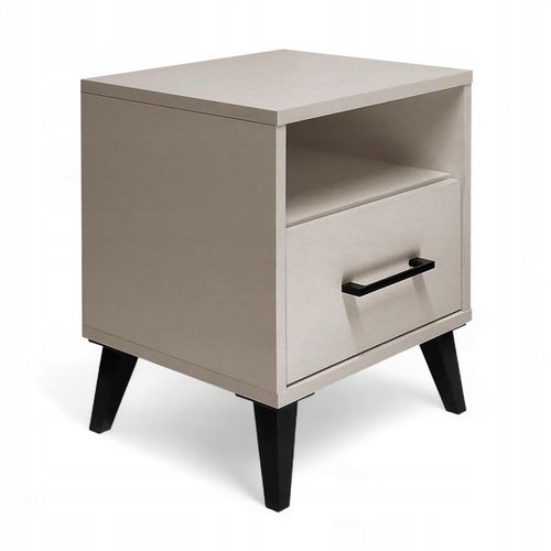 SZAFKA NOCNA KASZMIR BEŻOWY STOLIK NOCNY SZUFLADA LED Z PÓŁKĄ DO na Arena.pl