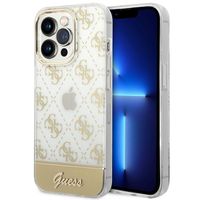 guess guhcp14lhg4mhg iphone 14 pro6,1 złoty/gold hardcase 4g pattern script