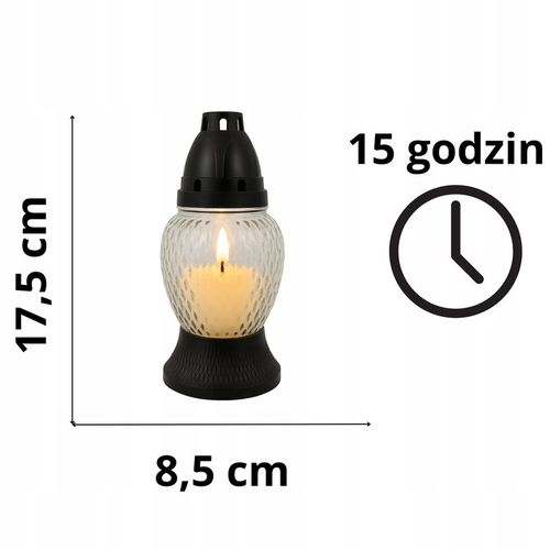 Znicz Szklany Duży na Grób Lampion Kapliczka 15 h 18 cm BIAŁY ZNICZ KRZYŻ na Arena.pl