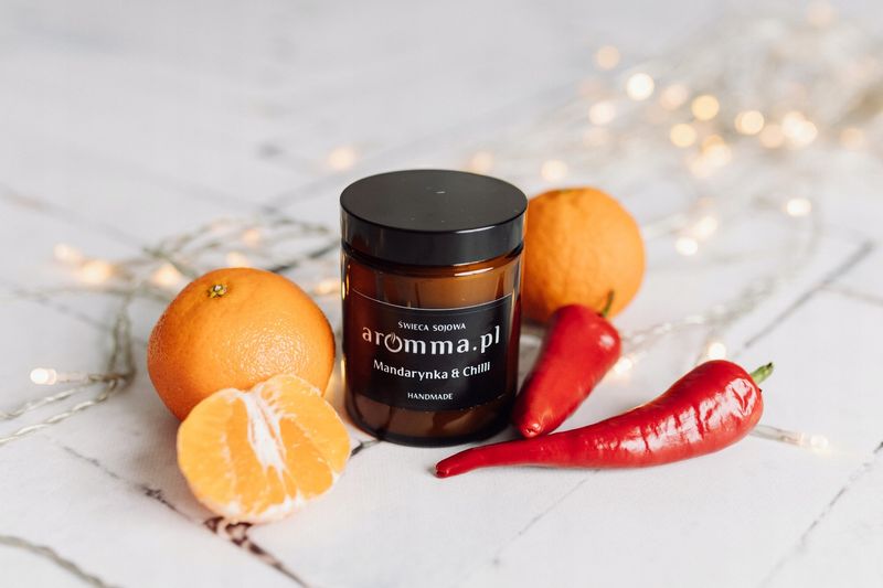 INTENSYWNA ŚWIECA SOJOWA MANDARYNKA 37H ZAPACHU ..::AROMMA::.. SPRAWDŹ zdjęcie 1