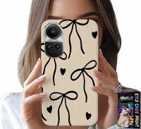 ETUI DO OPPO RENO10 PRO 5G - BEŻOWE KOKARDKI WSTĄŻKA MODNE WZORY