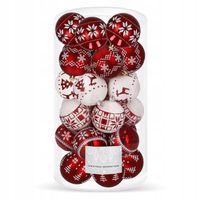 BOMBKI NA CHOINKĘ 5cm NIETŁUKĄCE BOMBKA 30x ZESTAW CZERWONE BIAŁE CHOINKOWE