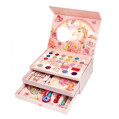 KOSMETYKI DLA DZIECI W SZKATUŁCE JEDNOROŻEC KORALIKI CIENIE LAKIERY KUFEREK na Arena.pl