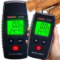 WILGOTNOŚCIOMIERZ DO DREWNA MIERNIK WILGOTNOŚĆ BETONU CEGŁY GIPSU TYNKU LCD
