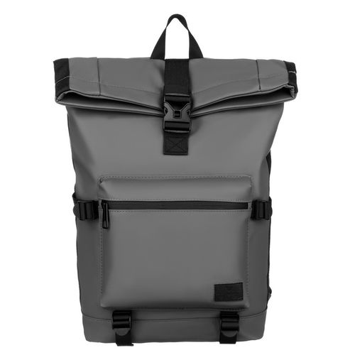 pojemny plecak miejski w szarym kolorze wykonany z poliestru - peterson na Arena.pl