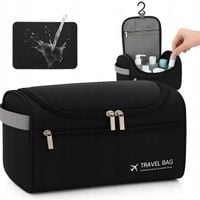 Duża Kosmetyczka Podróżna Męska Czarna Kuferek Na Kosmetyki Pojemny