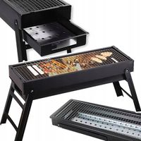 GRILL TURYSTYCZNY SKŁADANY OGRODOWY PRZENOŚNY KEMPINGOWY WĘGLOWY DUŻY 60CM