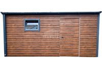 Schowek Domek Ogrodowy 4,5x2m Drzwi okno Drewnopodobny Rynny Dach TS890