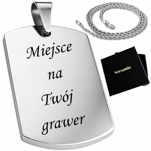 ZESTAW Srebrny nieśmiertelnik z grawerunkiem + łańcuszek srebrny 55cm WZORY na Arena.pl