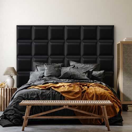 Panel Ścienny Tapicerowany Czarny EKO SKÓRA 3D 40cm x 40cm na Arena.pl