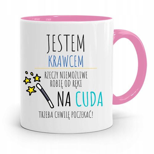 Kubek Różowy Krawca Krawcowej Jestem Krawcem Z Nadrukiem Ze Zdjęciem na Arena.pl