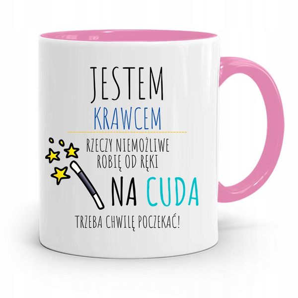 Kubek Różowy Krawca Krawcowej Jestem Krawcem Z Nadrukiem Ze Zdjęciem zdjęcie 1