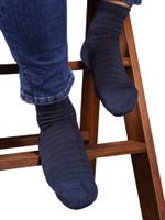 Skarpety męskie bambusowe eleganckie krótkie w paski granatowe 43-46 YOCLUB