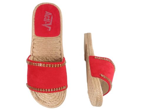 Czerwone klapki damskie z cyrkoniami buty 39 na Arena.pl