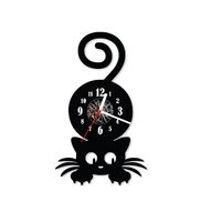 Zegar ścienny z płyty winylowej Kot 114.13