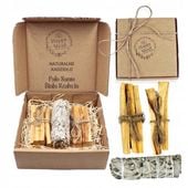 HAPPY MIND Naturalne Kadzidło Palo Santo z Peru 50g + 35g SZAŁWIA BIAŁA