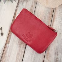 etui na klucze skórzane czerwone pojemne ze skóry naturalnej licowej