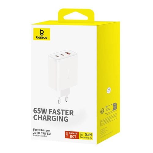 ładowarka sieciowa baseus os-cube pro 2xusb-c + usb, 65w (biała) na Arena.pl