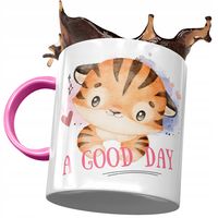 Kubek Różowy Z Tygryskiem Słodki Na Prezent Z Nadrukiem Ze Zdjęciem