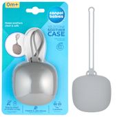 CANPOL Silikonowe opakowanie na dwa smoczki uspokajające z zawieszką SZARE