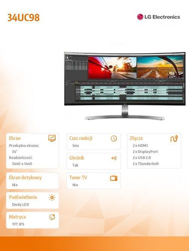 LG 34'' 34UC98-W LED IPS 2xHDMI/DS/Thunderbolt2 na Arena.pl