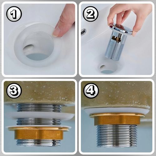 KOREK UMYWALKOWY AUTOMATYCZNY KLIK KLAK AUTO BEZ PRZELEWU SREBRNY na Arena.pl