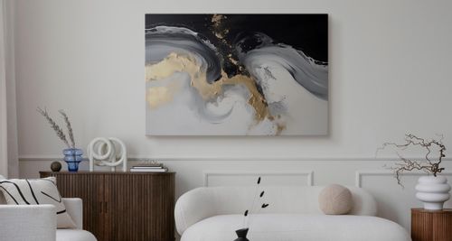 Obraz Ścienny Czarno-Biały MARMUR Nowoczesna Abstrakcja 30cm x 20cm na Arena.pl