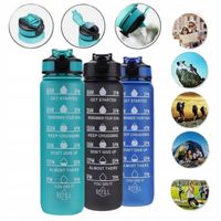 BIDON BUTELKA NA WODĘ Z MIARKĄ I SŁOMKĄ NA FITNESS SIŁOWNIĘ MOTYWACYJNY 1L