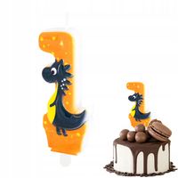 ŚWIECZKA URODZINOWA DINOZAUR DINO CYFERKA 1 ZIELONA NA IMPREZĘ URODZINOWĄ