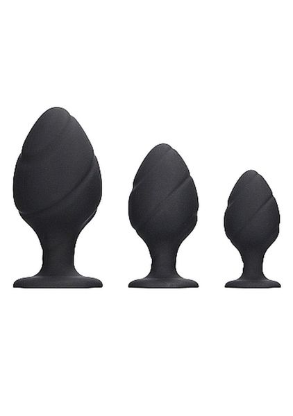 Swirled Butt Plug Set - Black zdjęcie 1