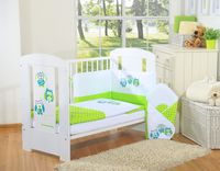 Komplet pościeli dla dzieci 135x100cm z ochraniaczem 3-cz Sówki zielone