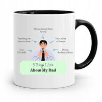 Kubek Czarny Na Dzień Ojca 5 Things I Love My Dad Z Nadrukiem Ze Zdjęciem