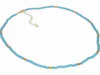 ELEGANCKI POZŁACANY SREBRNY NASZYJNIK AKWAMARYN GŁADKIE KÓŁECZKA ODWAGA