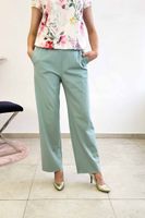 Simili Spodnie Damskie Prosta Nogawka Miętowe 3