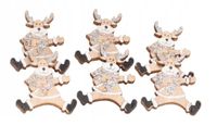 RENIFER DREWNIANY NA PRZYLEPCU 6SZT OZDOBA STROIK