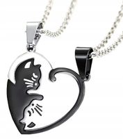 Naszyjnik best friends Kot Koty Przyjaźni Serce  X24_Serce_Czarne