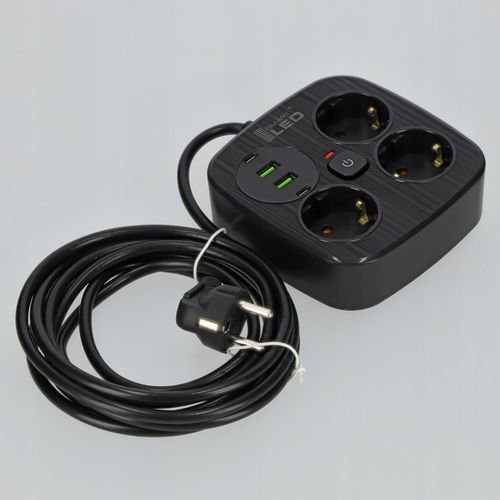 Przedłużacz Listwa Zasilająca Sieciowa 3 Gniazda 230V 3M 4x USB na Arena.pl