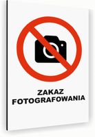 Tabliczka znak informacyjny 30x20 Biała ZAKAZ FOTOGRAFOWANIA Aluminiowa