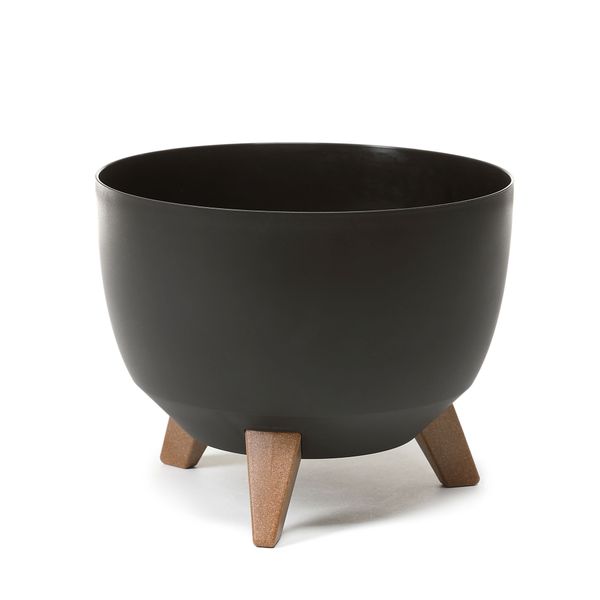 Doniczka misa okrągła nogi 29 cm czarny zdjęcie 2