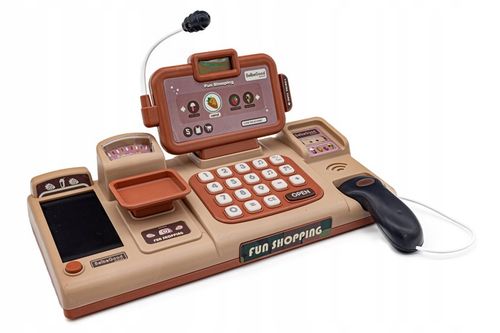 Kasa Fiskalna Edukacyjna Sklepowa Waga Koszyk Czytnik Kodów Monety Mikrofon na Arena.pl