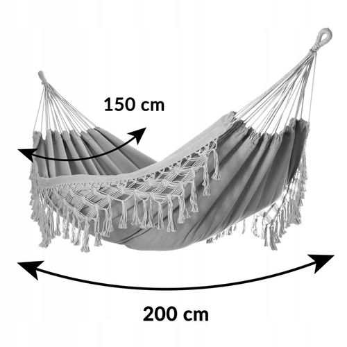 DUŻY DWUOSOBOWY MOCNY HAMAK OGRODOWY BOHO MAKRAMA MIDAS 150x200 XXL KARMEL na Arena.pl
