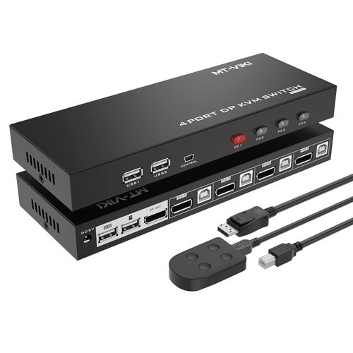 Przełącznik KVM 4 porty DisplayPort 4K60Hz 4x USB Hotkey Auto Switch na Arena.pl